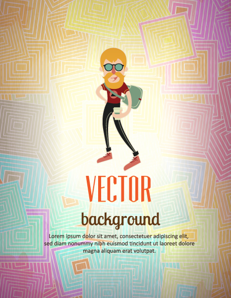 Illustration, Hipster, Creative Eps Vector Vector Background Illustration  Hipster Man 1