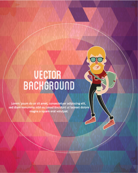 New Element Vector Illustration: Vector Illustration Background Illustration With Hipster Man 1