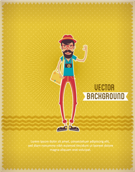 Download Hipster Eps Vector: Eps Vector Background Illustration With Hipster Man 1