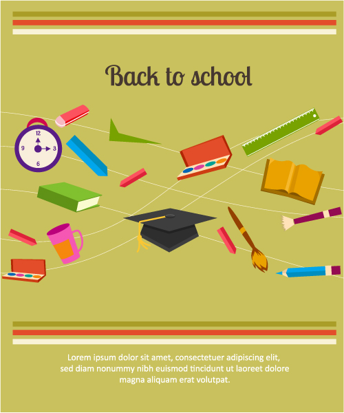 Back, Illustration, School, Abstract-2 Vector Image Back To School Vector Illustration  School Elements 1
