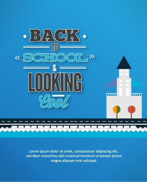 Striking Back Vector: Back To School Vector Illustration With City 1