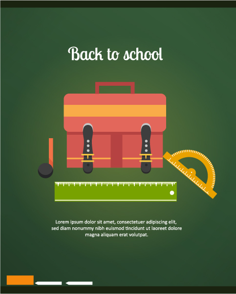 Buy Abstract-2 Vector Artwork: Back To School Vector Artwork Illustration With School Bag, Ruler And Chalk 1