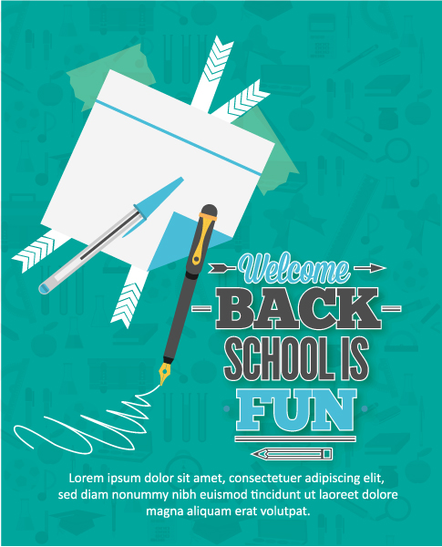 Special School Vector Background: Back To School Vector Background Illustration With Postit,pen And Pencil 1