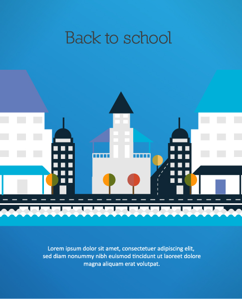 School Vector Image: Back To School Vector Image Illustration With City 1