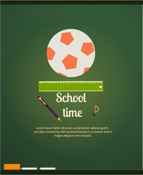 Back Vector Graphic: Back To School Vector Graphic Illustration With Pen,ruler And Ball 1