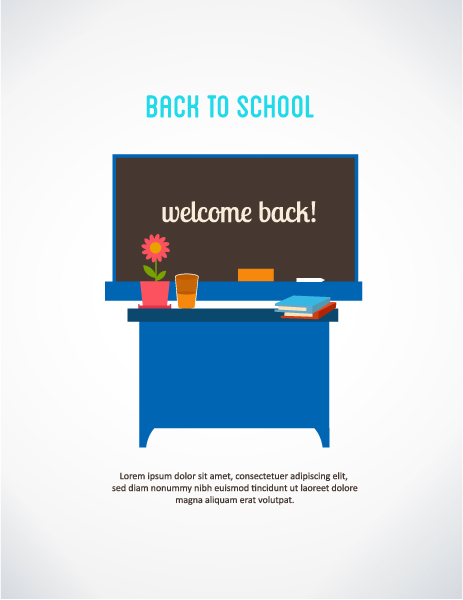 School Vector Background: Back To School Vector Background Illustration With School Table And Desk 1