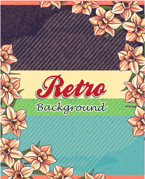 Retro, Retro, Illustration Vector Graphic Retro Vector Floral Background  Retro Elements 1