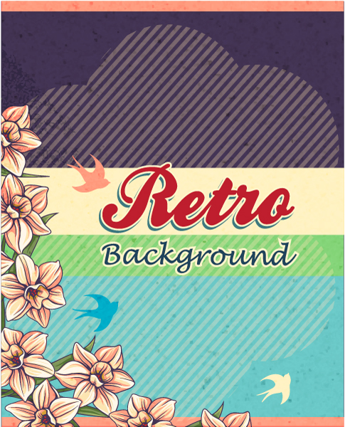 Retro Eps Vector Retro Vector Floral Background  Retro Elements 1