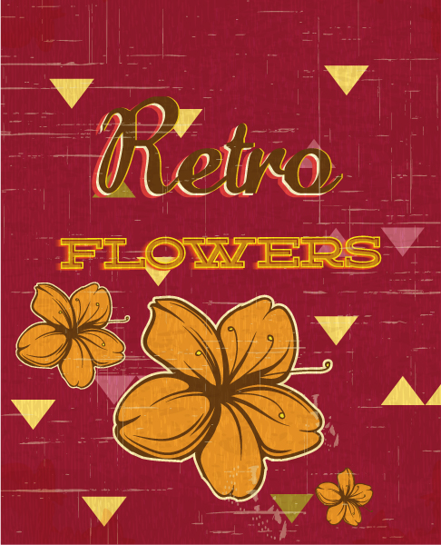 retro vector floral background with flowers 1