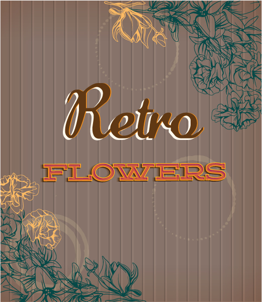 Download Flowers Vector Image: Retro Vector Image Floral Background With Retro Flowers 1