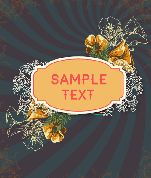 Text, Vector Artwork Retro Vector Floral Background  Retro Text, Flowers  Frame 1