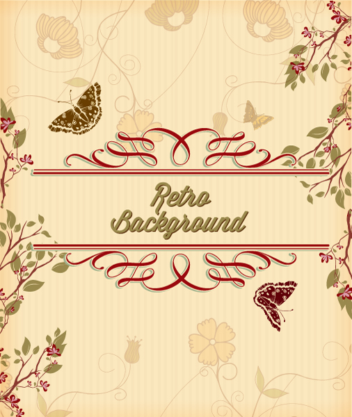 Stunning Spring Vector Background: Retro Vector Background Floral Background With Spring Flowers And Retro Text 1