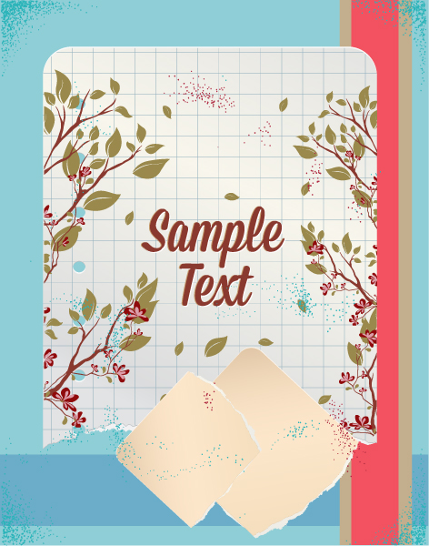 Gorgeous Retro Eps Vector: Retro Eps Vector Floral Background With Floral Elements And Torn Paper 1