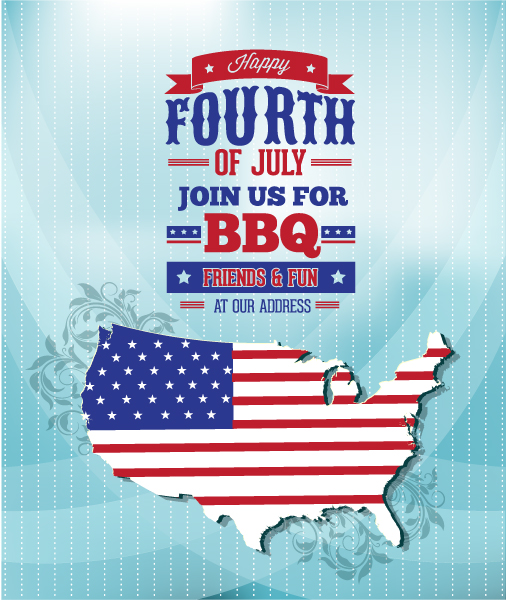Special Illustration Vector Image: Fourth Of July Vector Image Illustration With Usa Map And Flowers 1