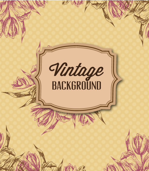 Gorgeous Spring Vector Art: Vintage Vector Art Illustration With Floral Frame And Spring Flowers 1