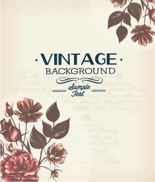 Rusty Vector Graphic Vintage Vector Illustration  Spring Flowers 1