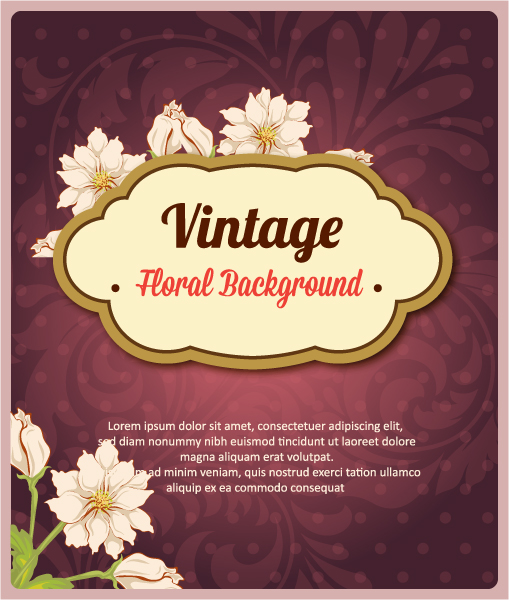 Vintage Vector Background Vintage Vector Illustration  Spring Flowers  Frame 1