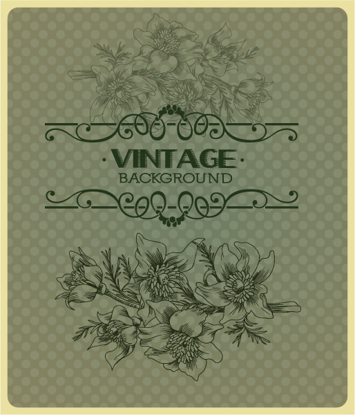 Bold Vintage Vector Background: Vintage Vector Background Illustration With Spring Flowers 1
