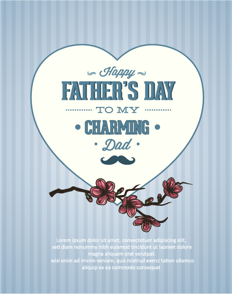 Special Type Vector Illustration: Fathers Day Vector Illustration Illustration With Vintage Retro Type Font, Flowers,heart 1