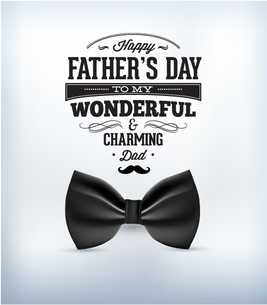 Fathers Vector Art: Fathers Day Vector Art Illustration With Vintage Retro Type Font,bow 1