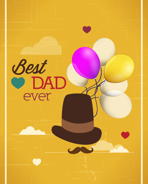 Type, Hat Retro, Balloons Vintage, Father, Clouds, Illustration Vector Background Fathers Day Vector Illustration  Vintage Retro Type Font, Hat, Balloons, Clouds 1