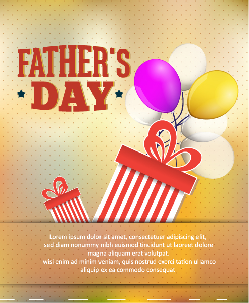 Best Font,gift, Vector Design: Fathers Day Vector Design Illustration With Vintage Retro Type Font,gift, Balloons 1