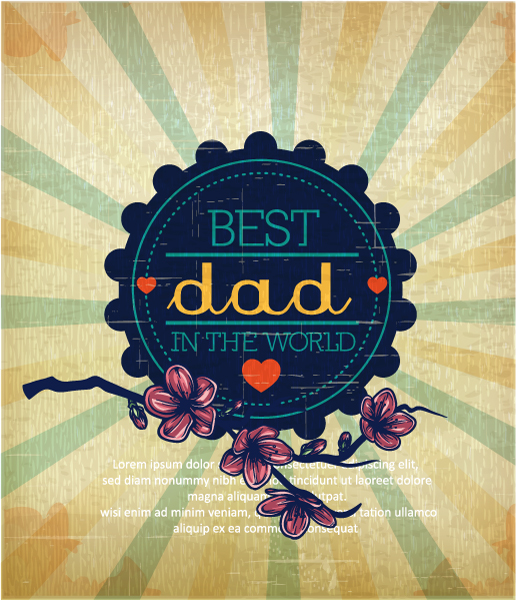 Day, "fathers", Illustration Vector Background Fathers Day Vector Illustration  Vintage Retro Type Font,flowers, Rays, Bagde, 1