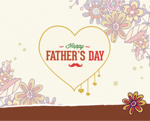Retro Vector Background Fathers Day Vector Illustration  Vintage Retro Type Font, Heart 1