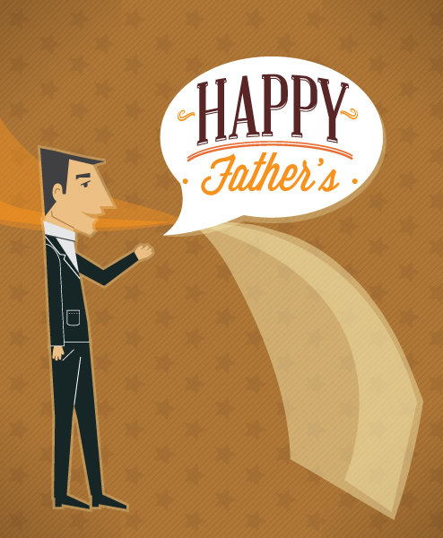 Post Vector Illustration Fathers Day Vector Illustration  Vintage Retro Type Font,people, Tie, Chat Balloon 1