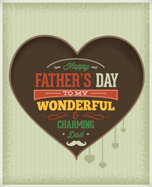 Awesome Heart,ribbon Vector Image: Fathers Day Vector Image Illustration With Vintage Retro Type Font, Heart,ribbon 1