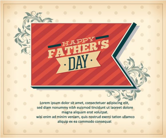 Smashing Type Eps Vector: Fathers Day Eps Vector Illustration With Vintage Retro Type Font,ribbon,flowers 1
