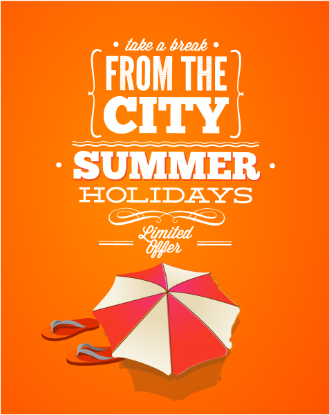 Lovely Summer Vector Illustration: Summer Vector Illustration  Illustration With Slippers And Umbrella 1