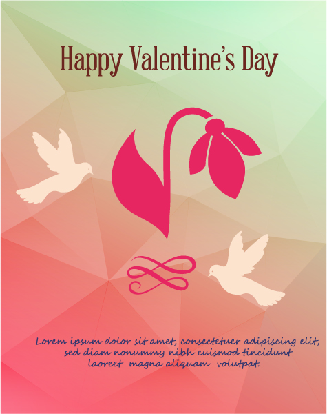 Best Vector Vector Art: Happy  Valentines Day Vector Art Illustration With Birds And Flower 1
