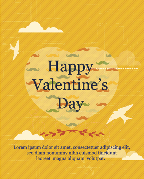 Happy Vector Illustration: Happy  Valentines Day Vector Illustration Illustration With  Heart And Birds 1