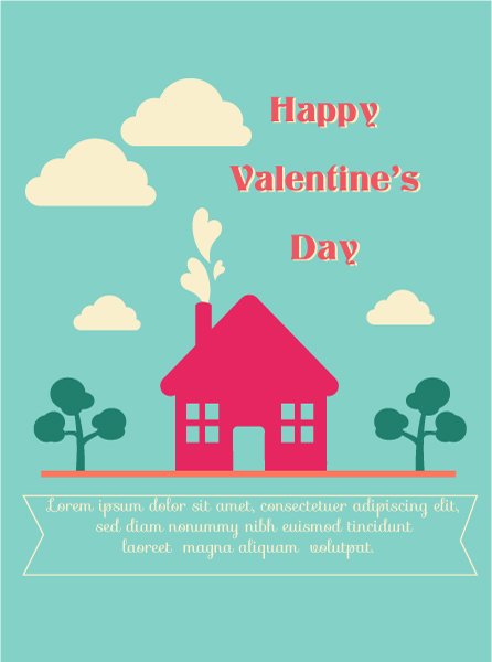Heart Vector Background: Happy  Valentines Day Vector Background Illustration With  Heart And House 1