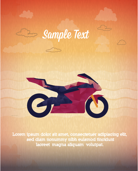 Illustration Eps Vector: Eps Vector Illustration With Abstract Background With Motorcycle 1