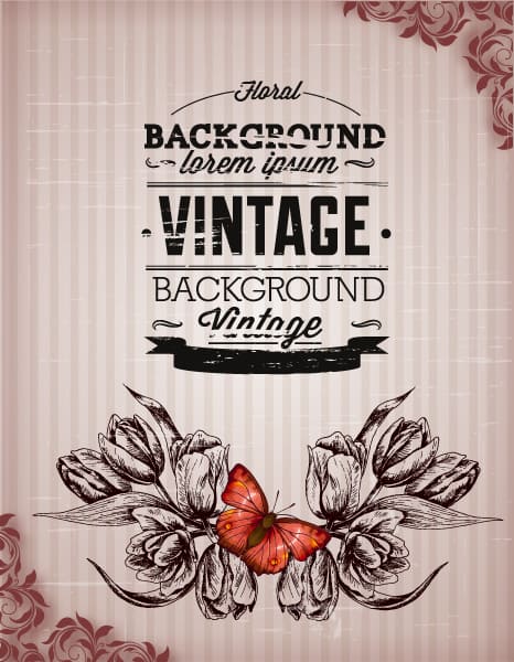 Special Butterfly Vector Graphic: Vintage Vector Graphic Illustration With Spring Flower And Butterfly 1