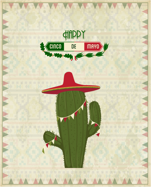 Gorgeous Cactus Vector Graphic: Cinco De Mayo Vector Graphic Illustration With Cactus Plant And Label 1