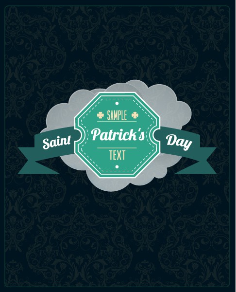 Exciting St. Vector Design: St. Patricks Day Vector Design Illustration With Retro Badge And Clouds 1