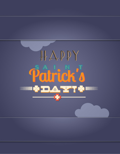 Amazing Patricks Vector Image: St. Patricks Day Vector Image Illustration With Clouds 1