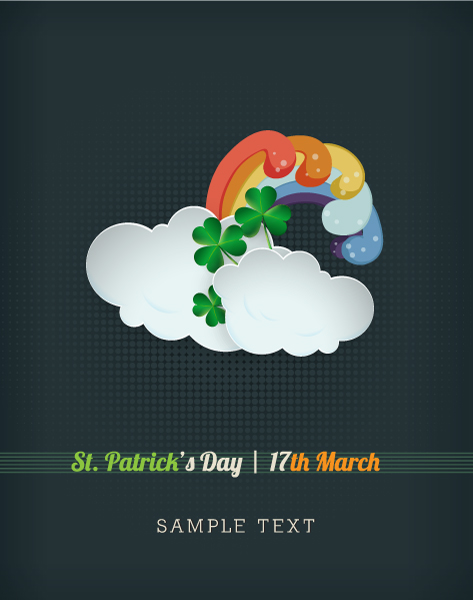 Insane Day Vector Illustration: St. Patricks Day Vector Illustration Illustration With Clouds And Rainbow 1