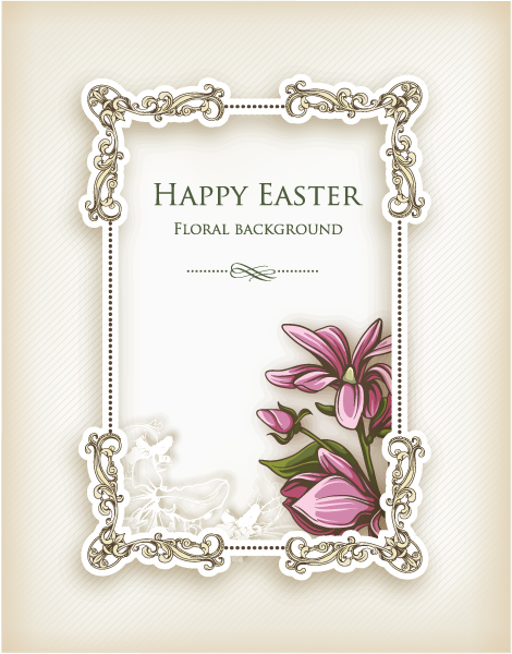 Easter Eps Vector Easter Vector Illustration  Floral Frame 1