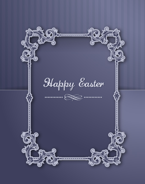 Download Illustration Vector Art: Easter Vector Art Illustration With Floral Frame 1