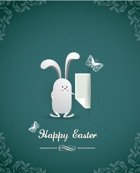 Bunny Vector Background: Easter Vector Background Illustration With Easter Bunny 1