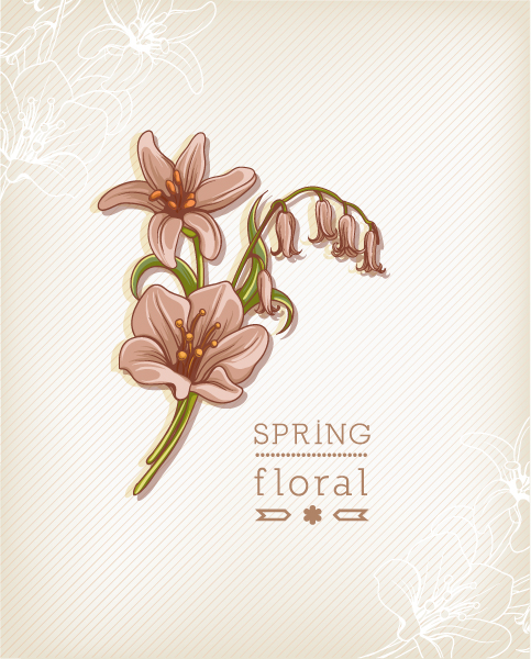 Insane Flowers Vector Background: Floral Background Vector Background Illustration With Spring Flowers 1