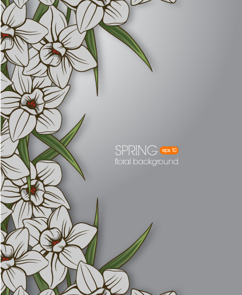 Plant Vector Illustration: Floral Background Vector Illustration Illustration With Spring Flowers And Frame 1