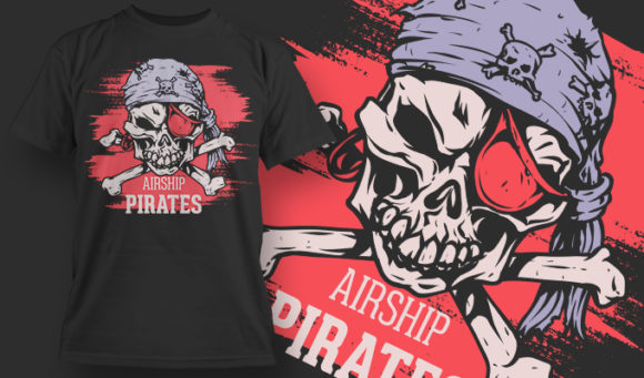 Airship pirates T-shirt design 1464 1