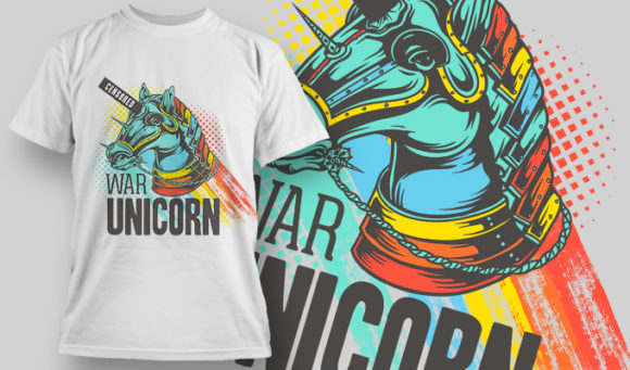 War unicorn T-shirt design 1469 1