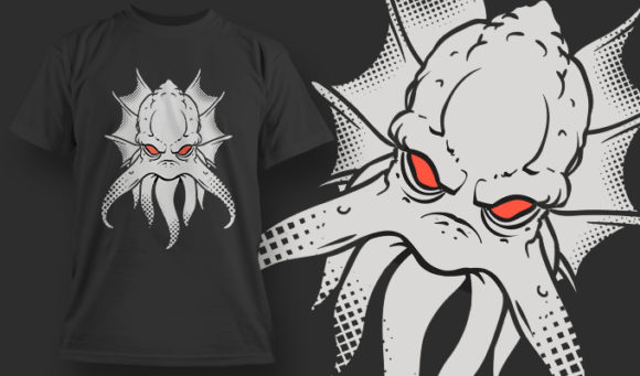 Sea monster T-shirt design 1478 1