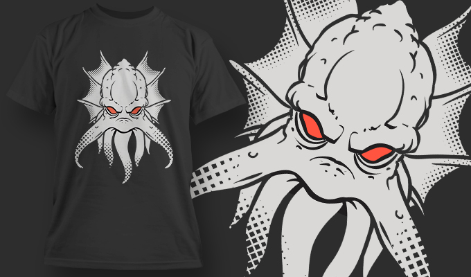Sea monster T-shirt design 1478 - Designious